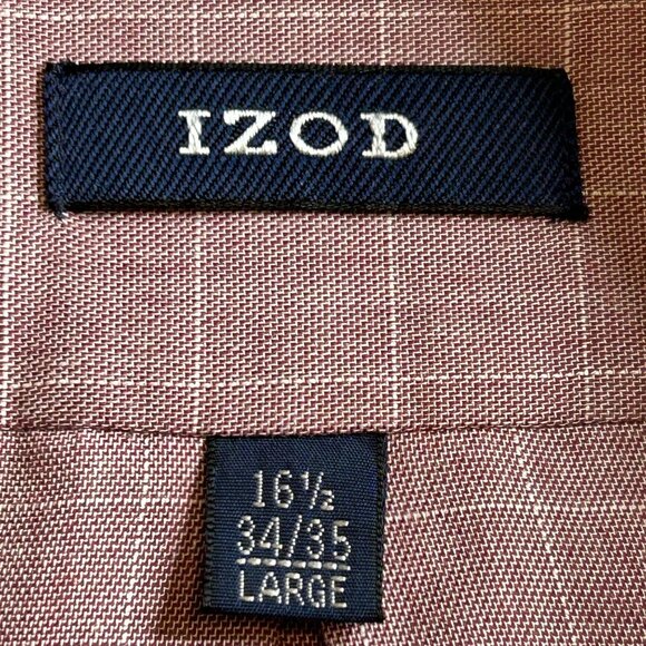 Men's IZOD Button Down Large 16 1/2 34/35 Maroon Long Sleeve Shirt - Picture 5 of 8